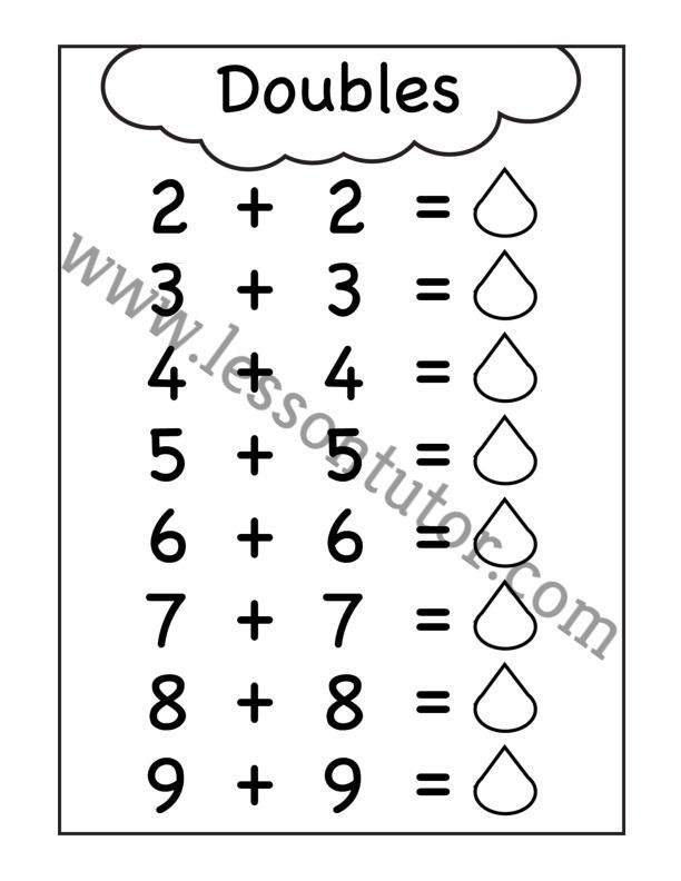 Addition Doubles Worksheet First Grade - 2 - Lesson Tutor