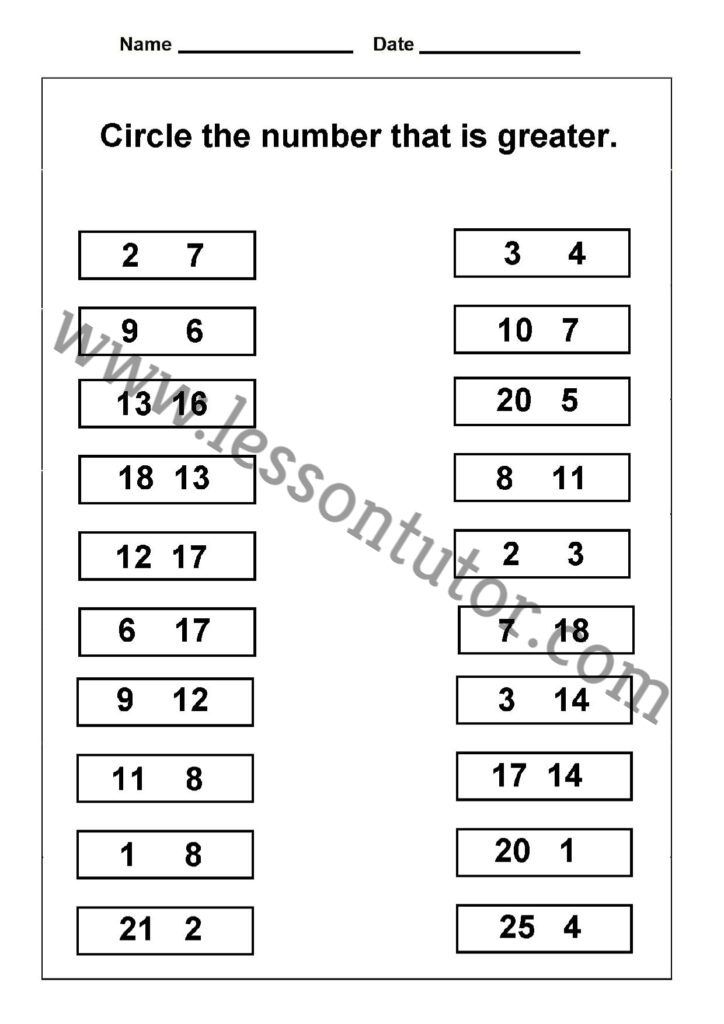 Circle The Smallest Number Worksheet For Class 2