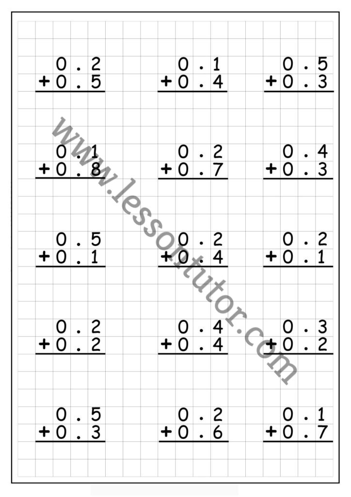 Decimal Subtraction – No Regrouping – 6 Worksheets Fourth Grade ...