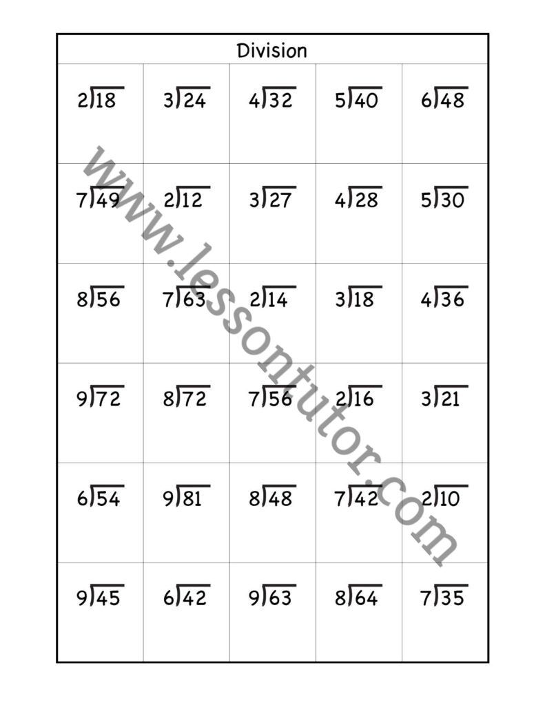 division worksheets lesson tutor