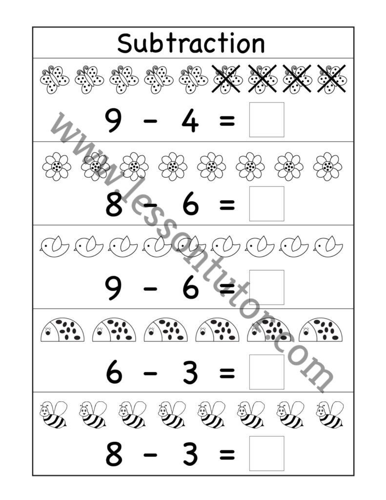 Kindergarten Subtraction Worksheets Kindergarten 2 - Lesson Tutor