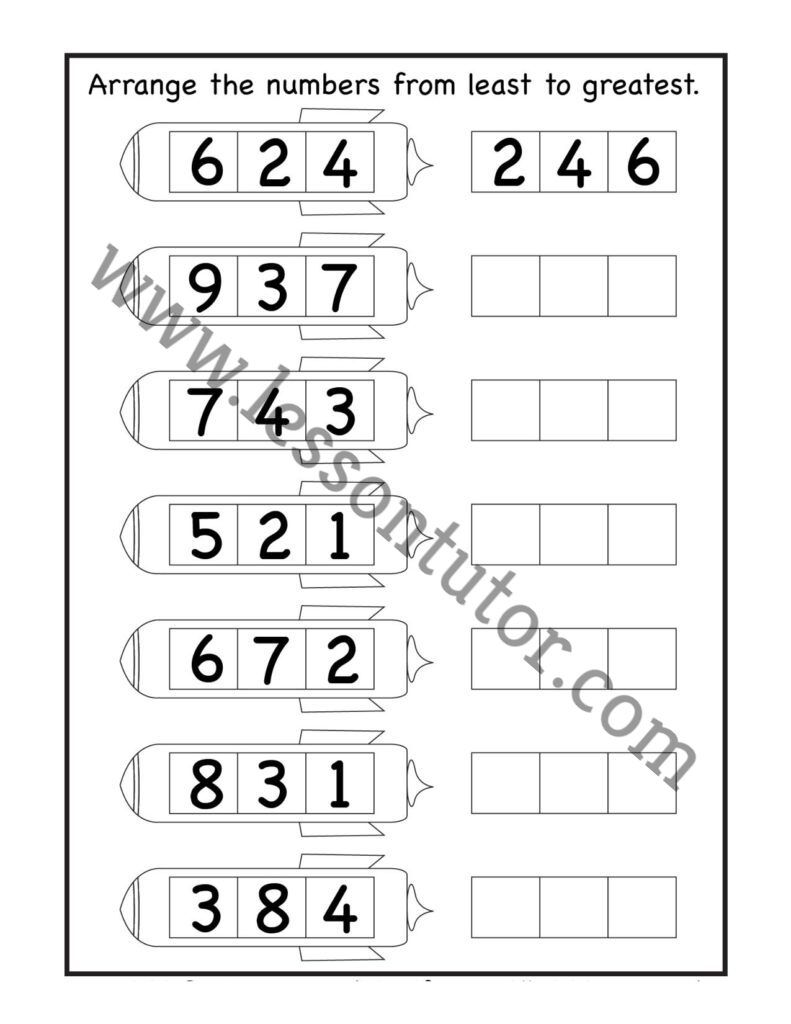 Putting Numbers In Order From Least To Greatest Worksheet