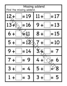 Missing Addend Worksheet 1st Grade - 3 - Lesson Tutor