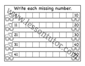 Missing Numbers – 1-50 Worksheet Kindergarten 4 - Lesson Tutor