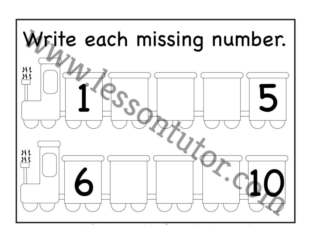 Missing Numbers Worksheet Kindergarten 2 - Lesson Tutor