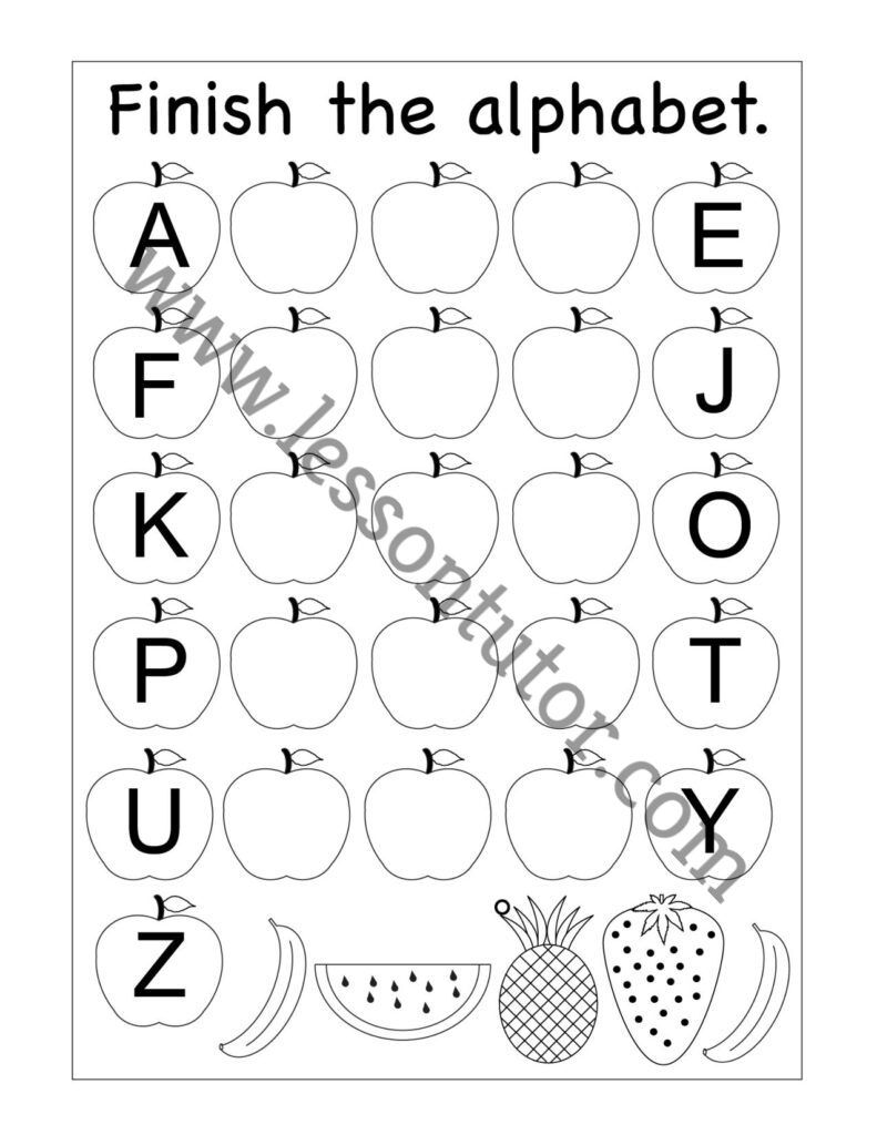 missing letters worksheets lesson tutor