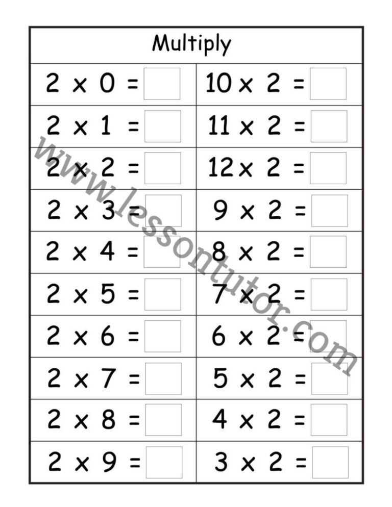 Multiplication– 4 Worksheets Kindergarten - Lesson Tutor