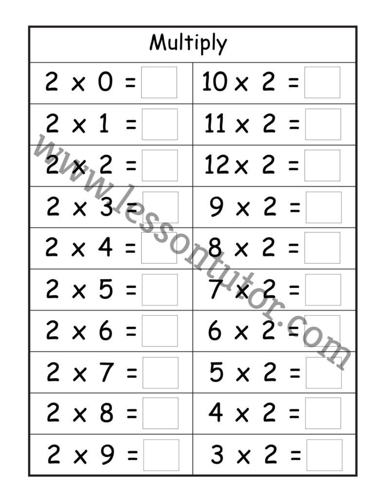 Multiplication– 4 Worksheets Kindergarten - Lesson Tutor