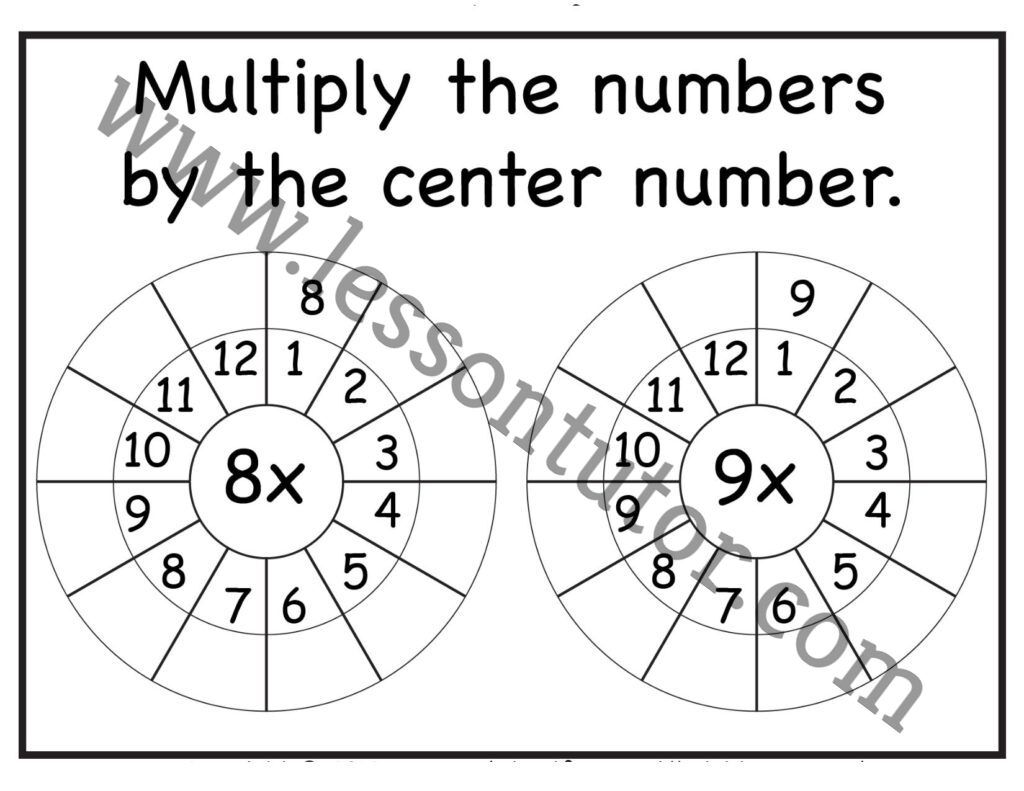 Multiplication Target Circles – 8, 9 Times Table Worksheet Second Grade ...