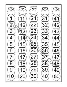 Number Chart 1-50 Worksheet Kindergarten 4 - Lesson Tutor