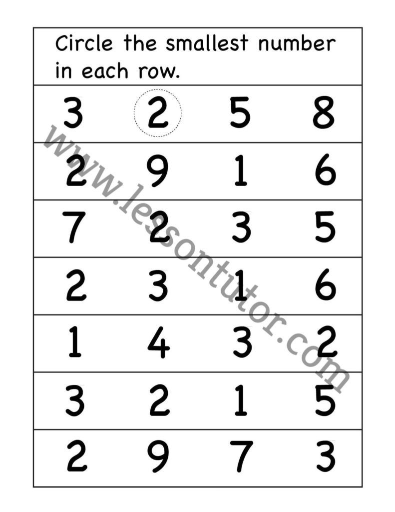 number-comparison-smallest-number-worksheets-kindergarten-2-lesson-tutor