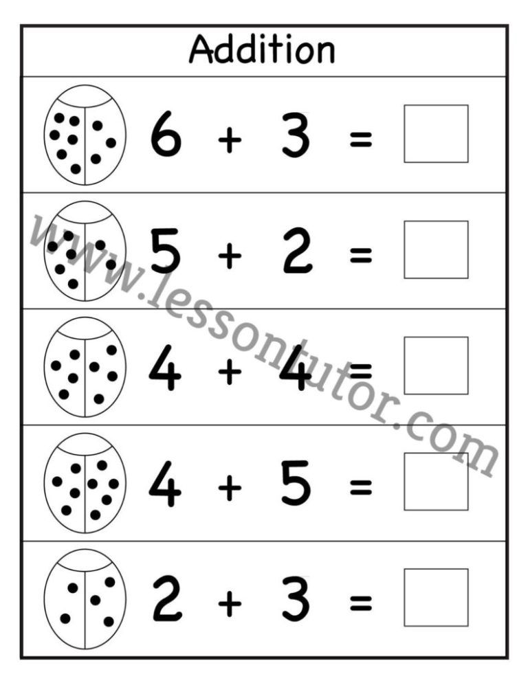 Picture Addition Worksheet Kindergarten - 11 - Lesson Tutor