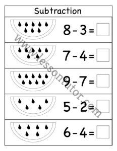 Picture Subtraction Worksheet Kindergarten - 5 - Lesson Tutor