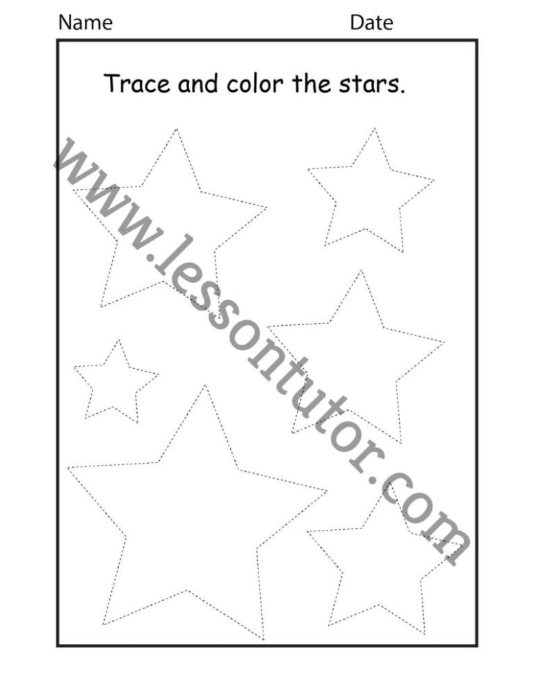 Shape Tracing – Star Worksheet Kindergarten - Lesson Tutor