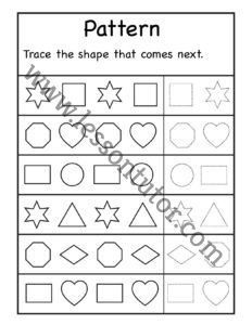 Shapes Pattern Recognition Worksheet Kindergarten - Lesson Tutor