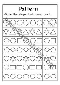 Shapes Pattern Recognition Worksheet Preschool - 2 - Lesson Tutor