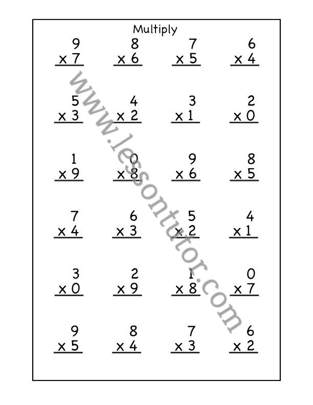 multiplication worksheets page 4 of 10 lesson tutor