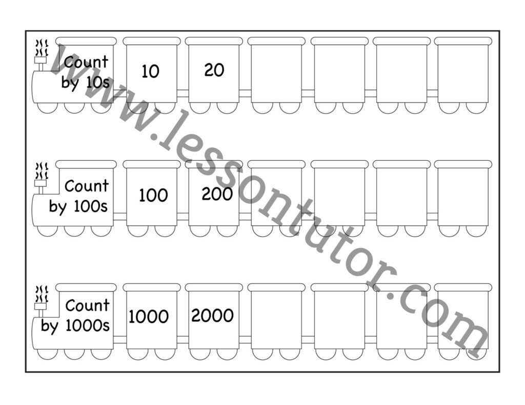 Skip Counting by 10, 100 and 1000 Worksheet First Grade - Lesson Tutor