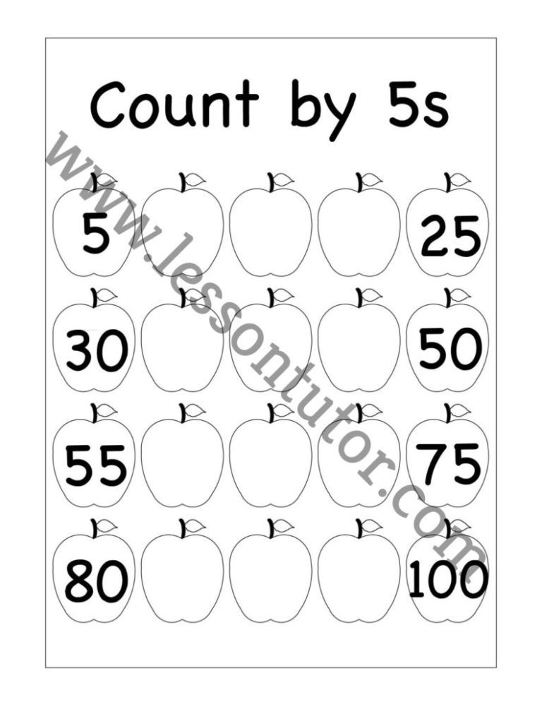 Skip Counting By 5 Worksheet - First Grade -2 - Lesson Tutor